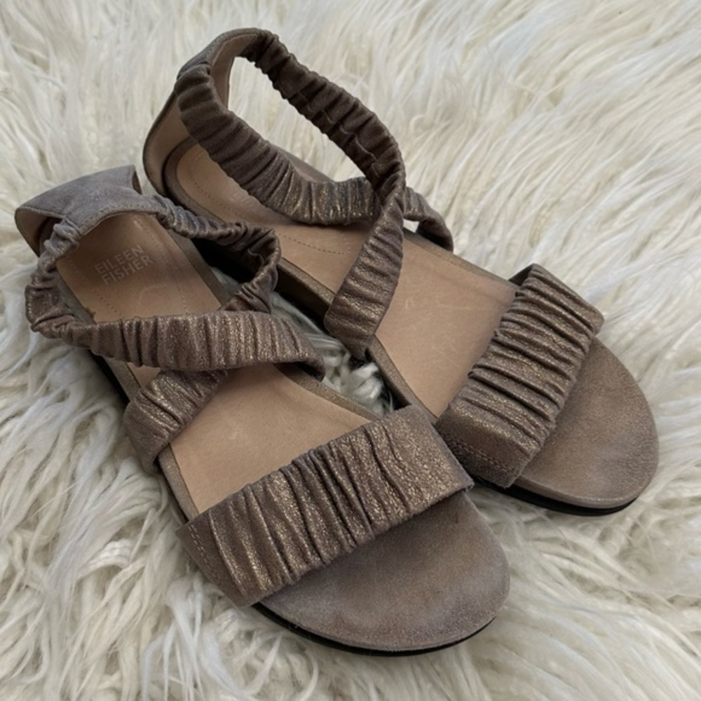 Eileen Fisher Dylan suede metallic leather Women's Sandals size 9.5
